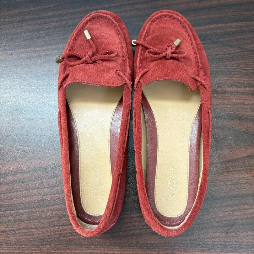 Michael Michael Kors Daisy Suede Moccasin Flats Red/Mandarin Country Club 7.5